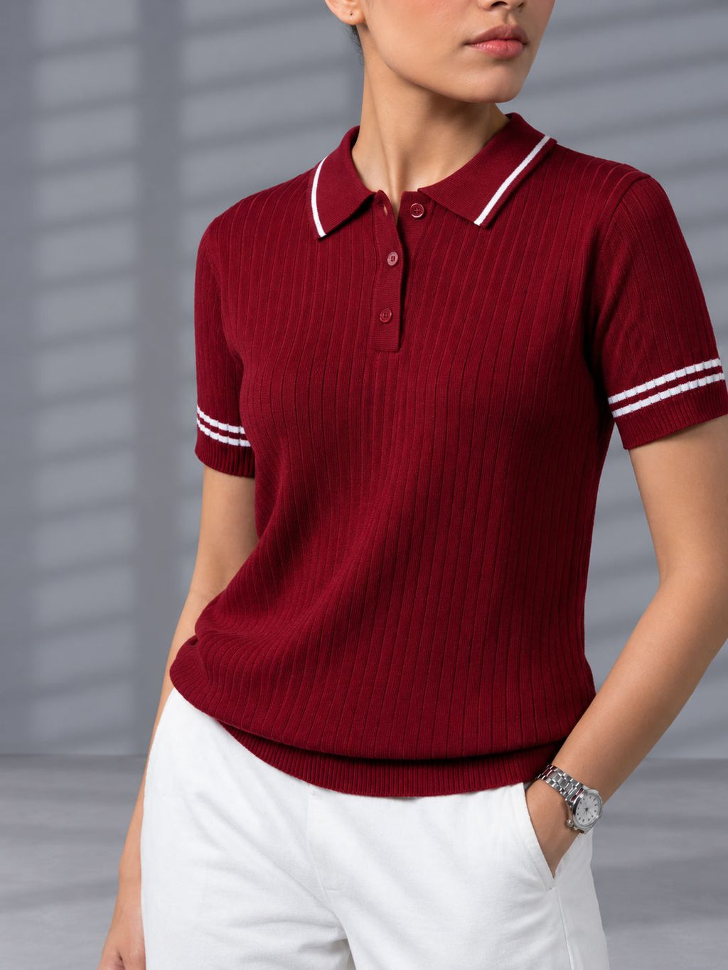 MAROON DROP NEEDLE POLO