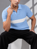 SKY WHITE CABLE KNIT POLO