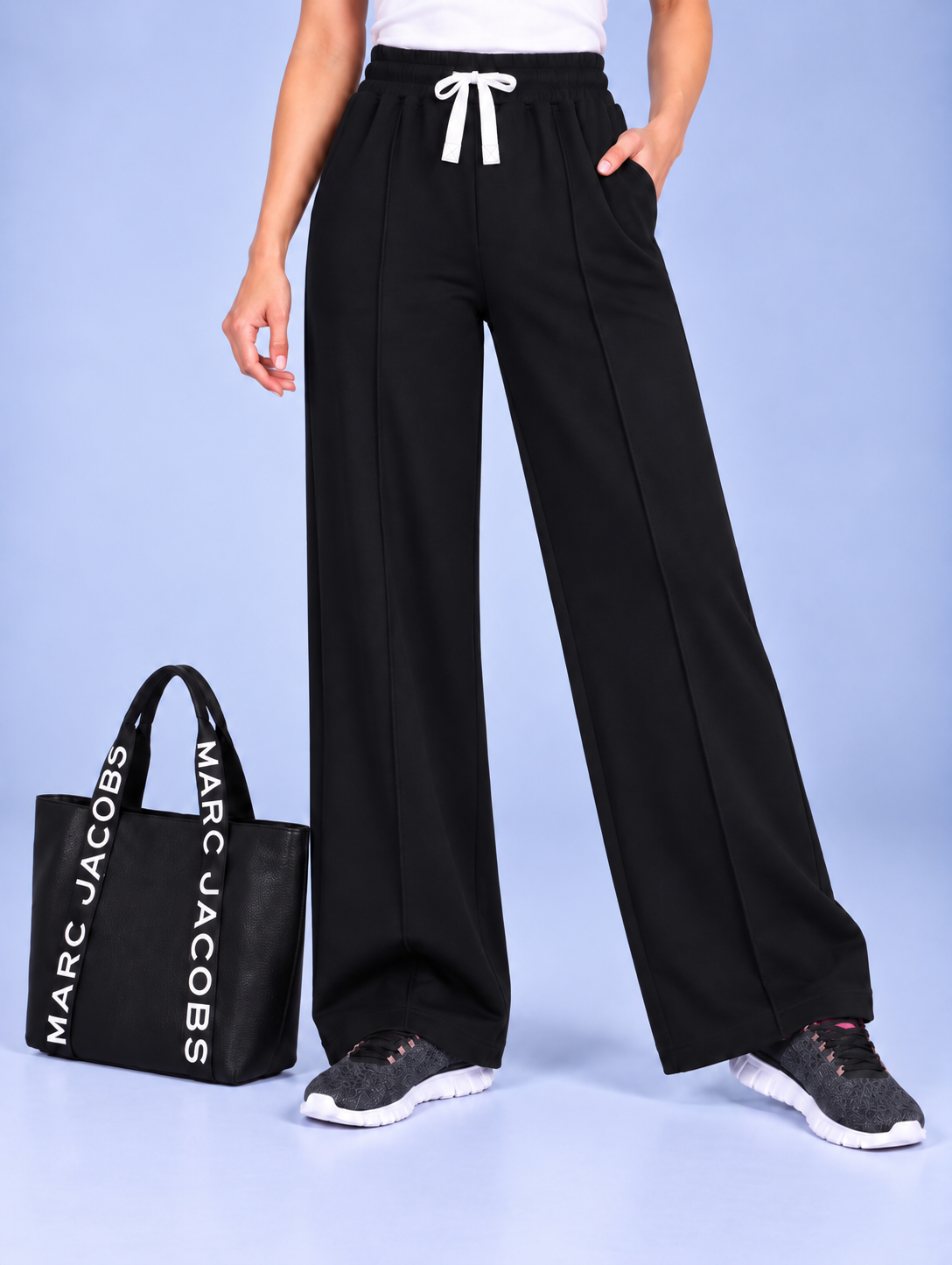WOMEN BLACK TERRY PANTS