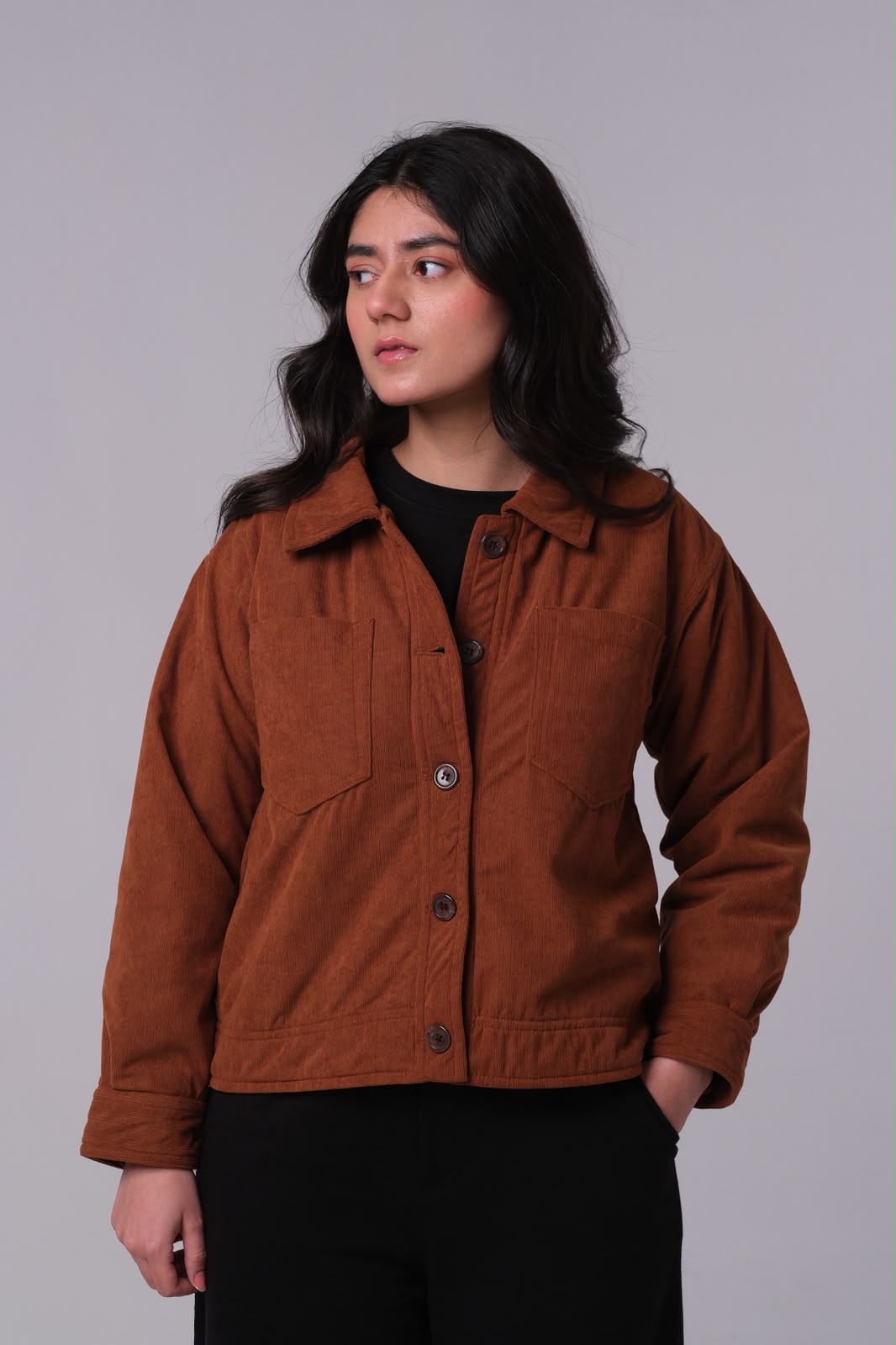BROWN WOMEN CORDUROY JACKET