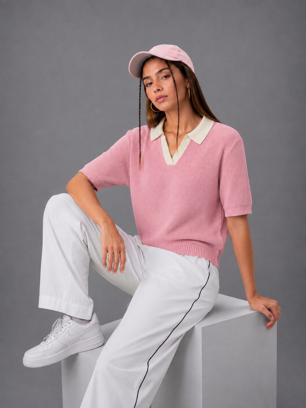 PINK BREATHABLE KNIT POLO