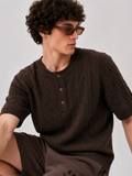 ESPRESSO CABLE KNIT HENLEY