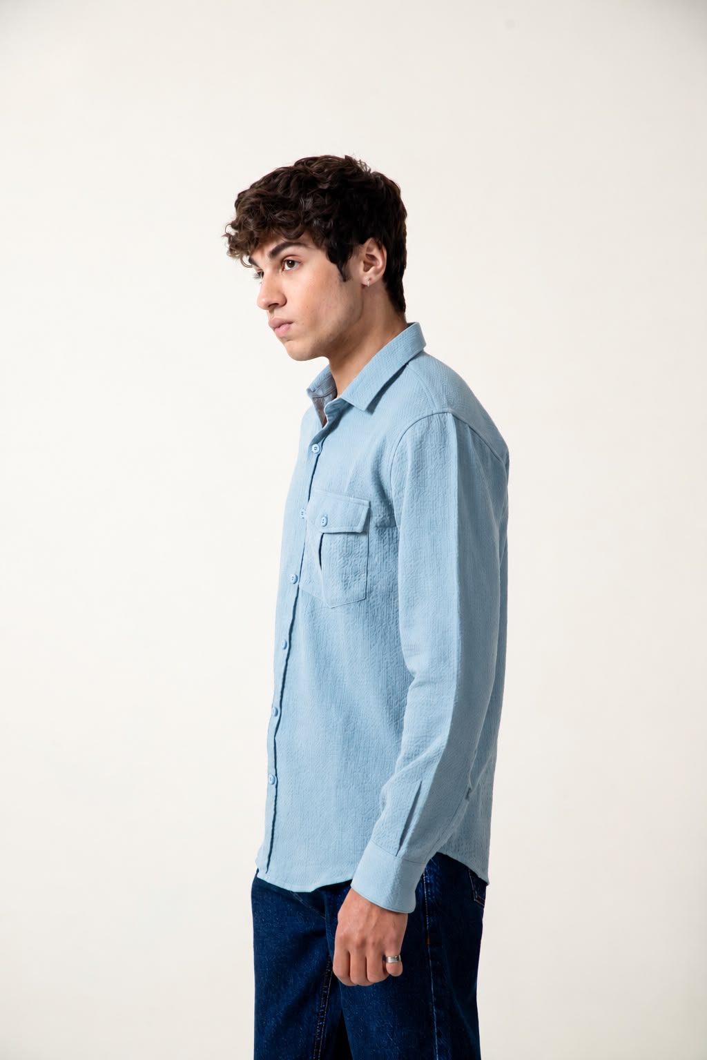 SKY TEXTURED RAYON SHIRT
