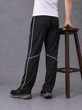 BLACK KNEE PIPING MICRO RELAX FIT BOTTOM
