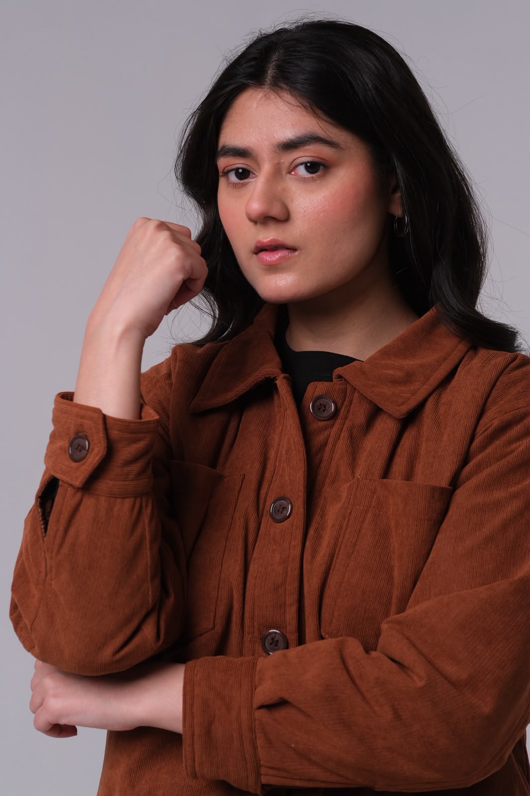 BROWN WOMEN CORDUROY JACKET