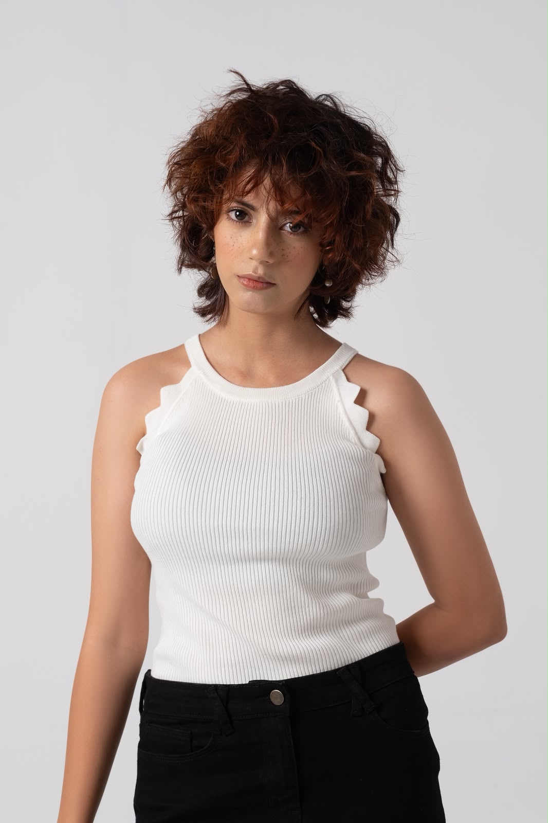WHITE KNIT TANK TOP