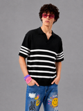 BLACK TIMELESS STRIPER KNIT POLO