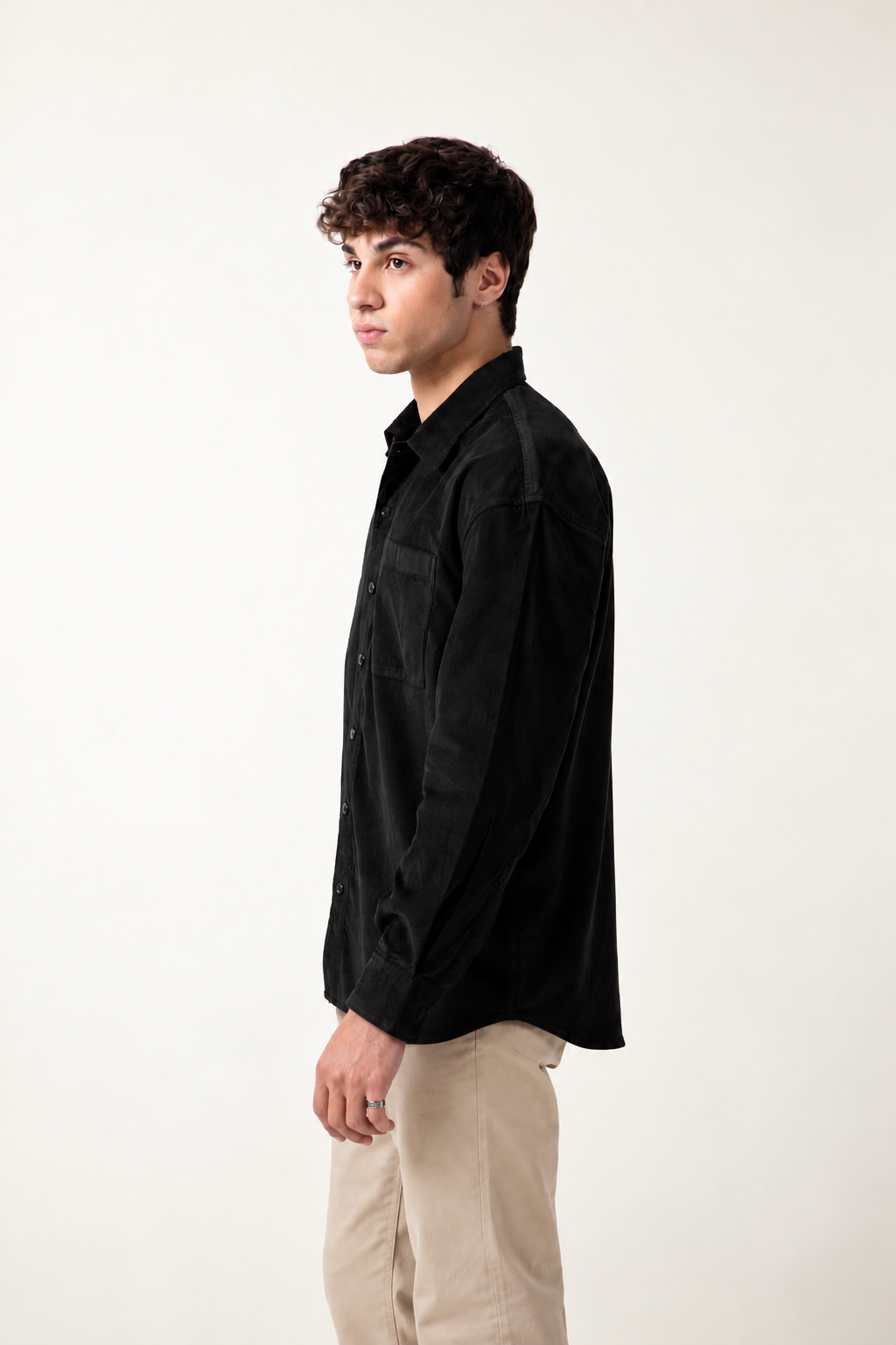 BLACK CORDUROY SHIRT MEN