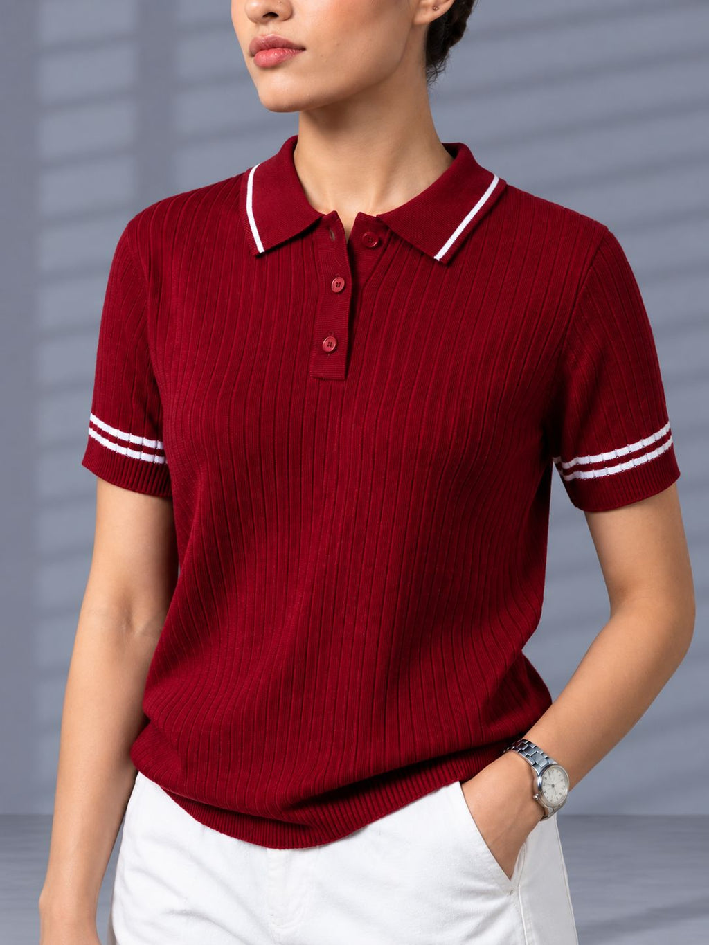 MAROON DROP NEEDLE POLO