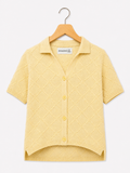 LIME DIAMOND KNIT BUTTON DOWN POLO