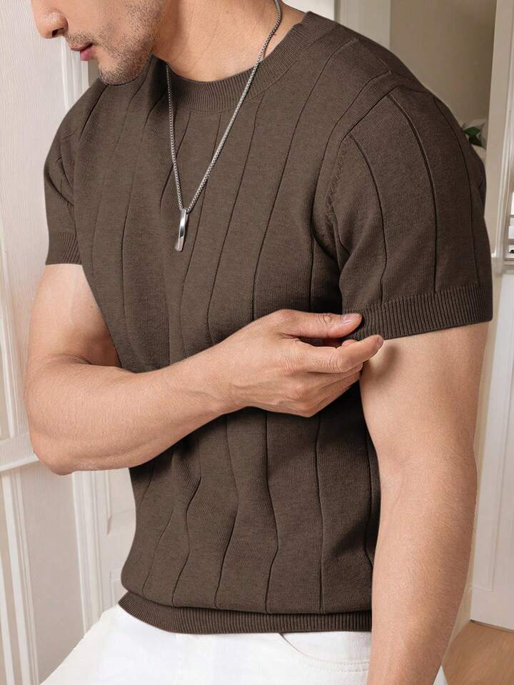 BROWN DROP NEEDLE CREW TEE