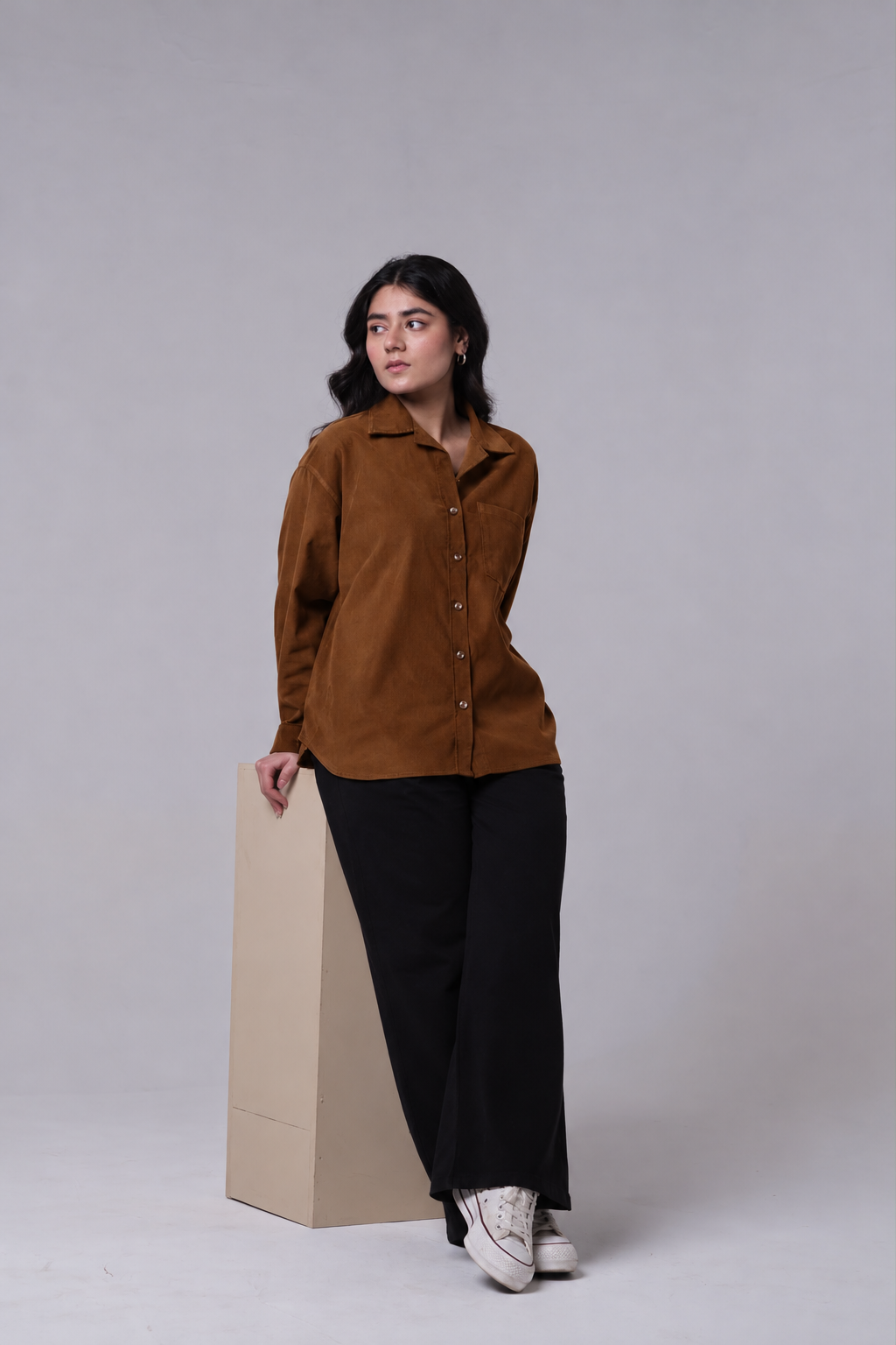 BROWN CORDUROY SHIRT WOMEN