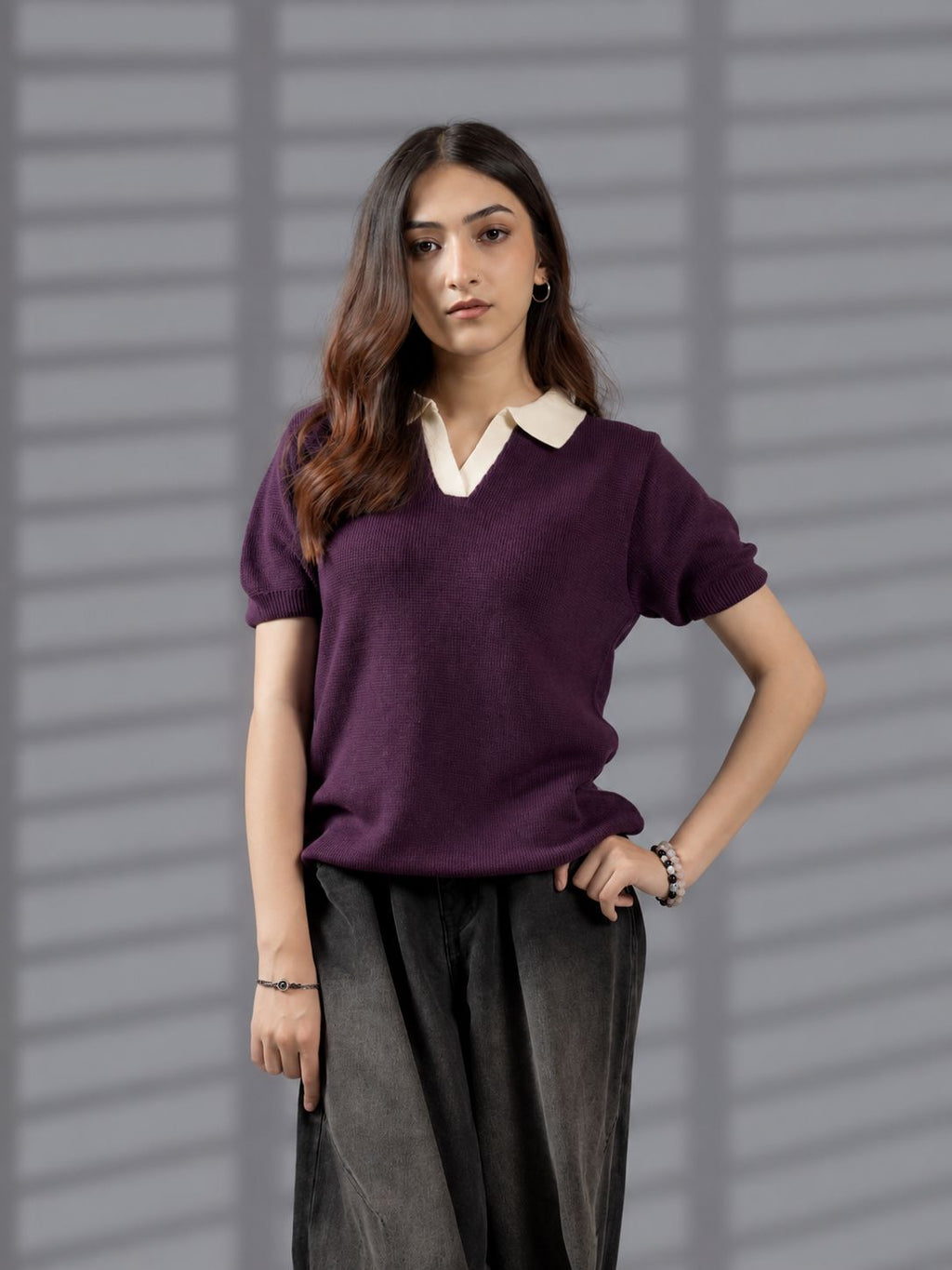 PURPLE BREATHABLE KNIT POLO