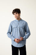 DUSTY BLUE COTTON SHAMBRAY SHIRT