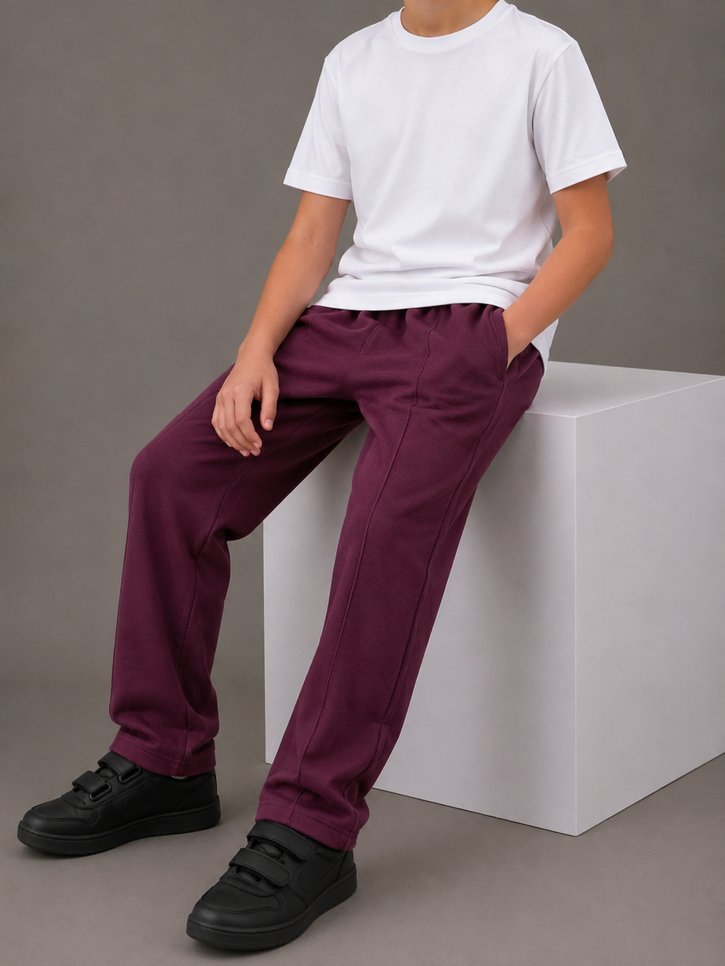 BURGUNDY PIPING SUMMER TROUSER