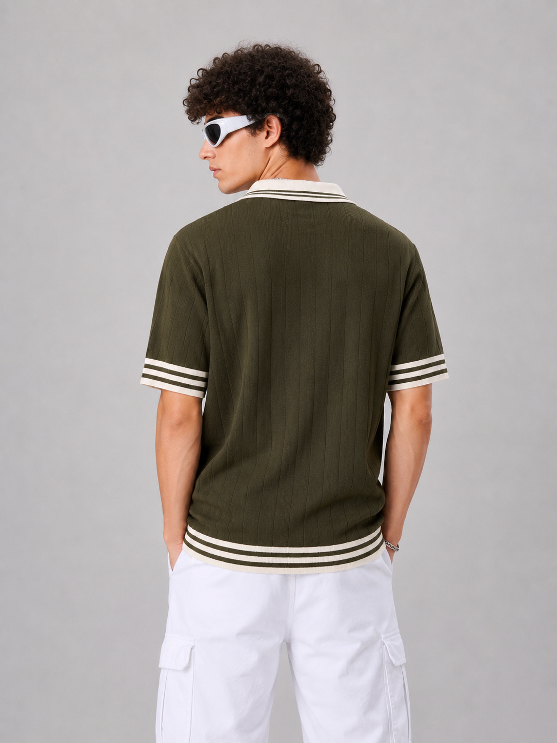 OLIVE DROP NEEDLE KNIT POLO