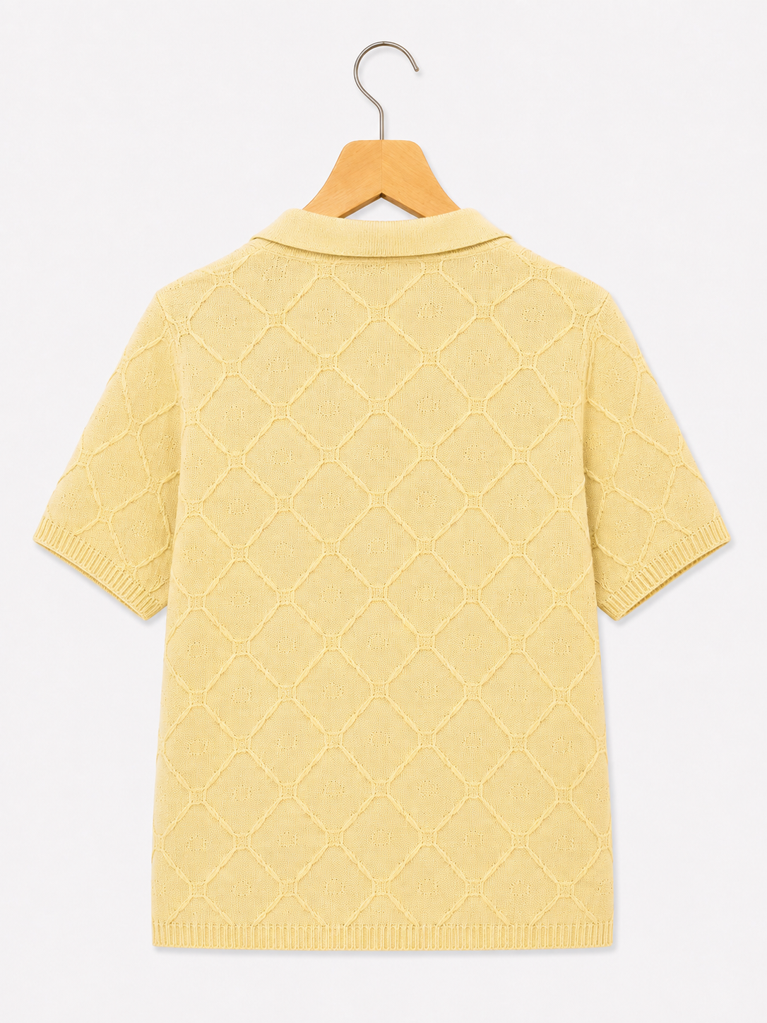 LIME DIAMOND KNIT BUTTON DOWN POLO
