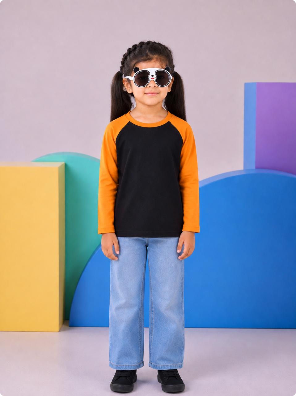 JUNIOR - ORANGE BLACK RAGLAN