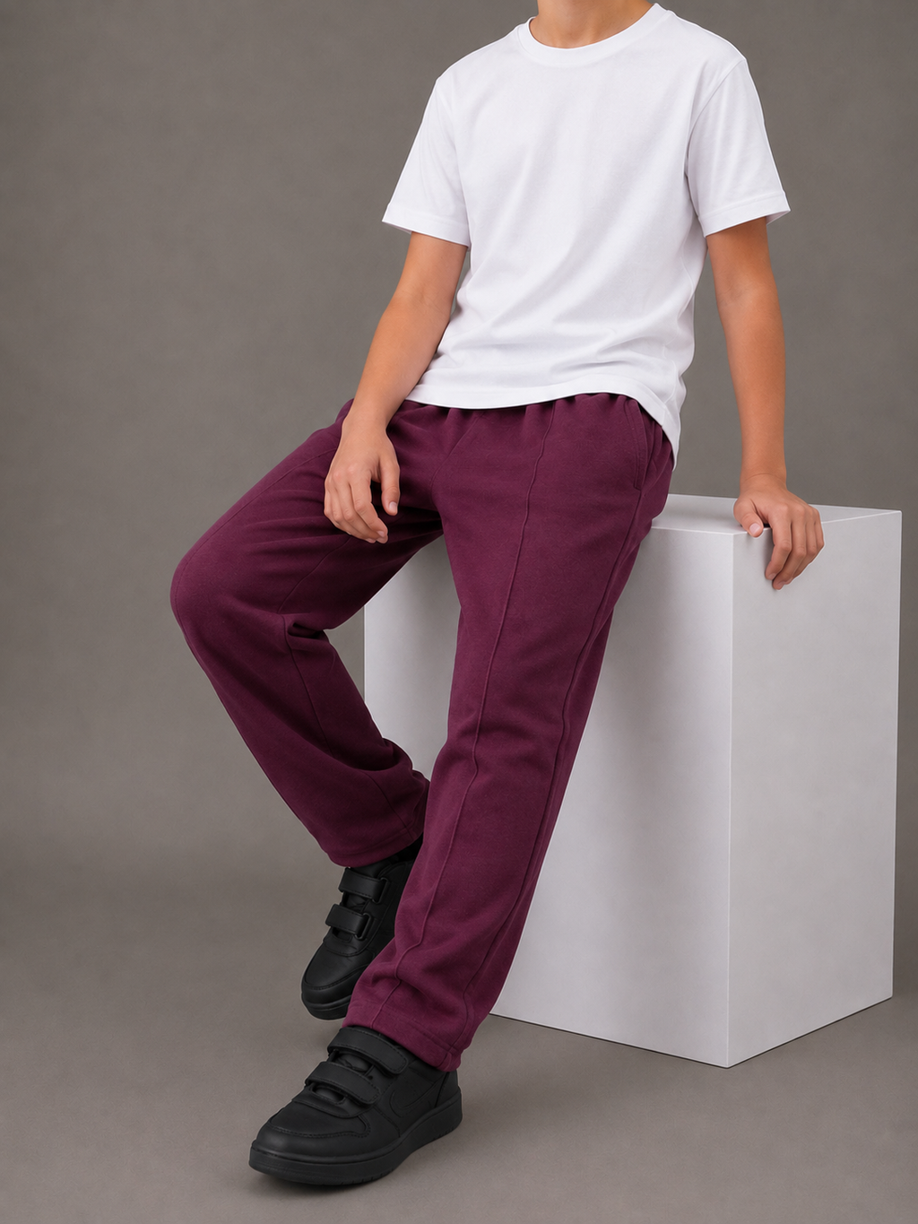 BURGUNDY PIPING SUMMER TROUSER