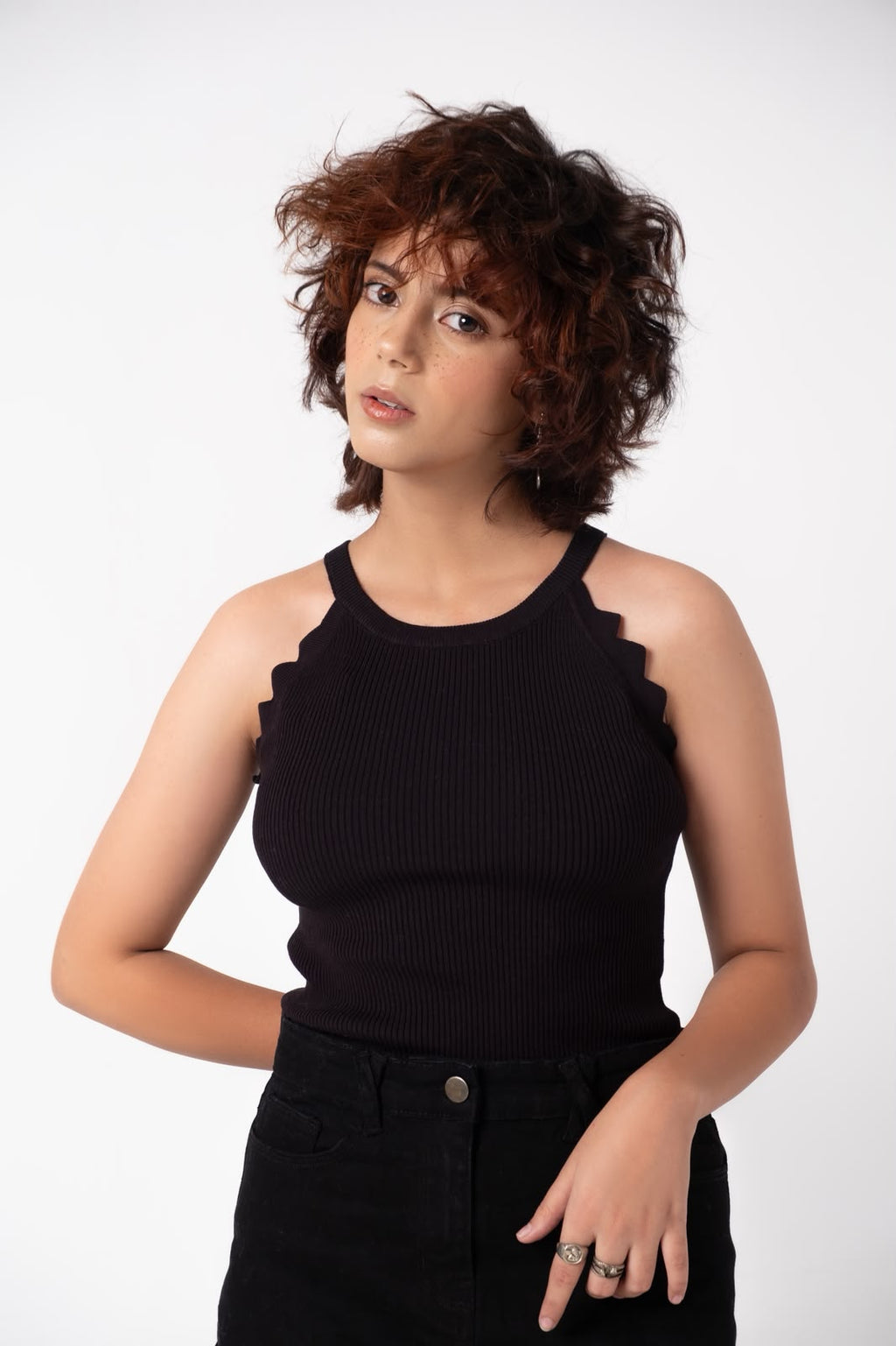 BLACK KNIT WINTER TOP