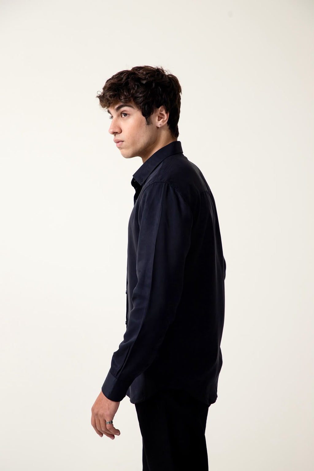 BLACK COTTON SILK SHIRT