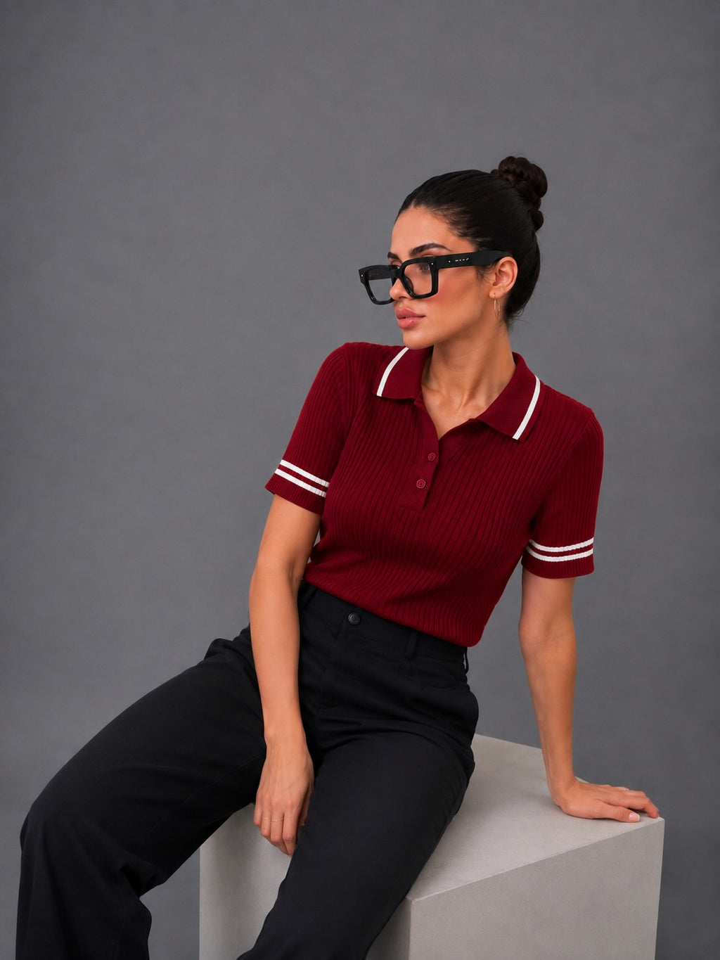 MAROON DROP NEEDLE POLO