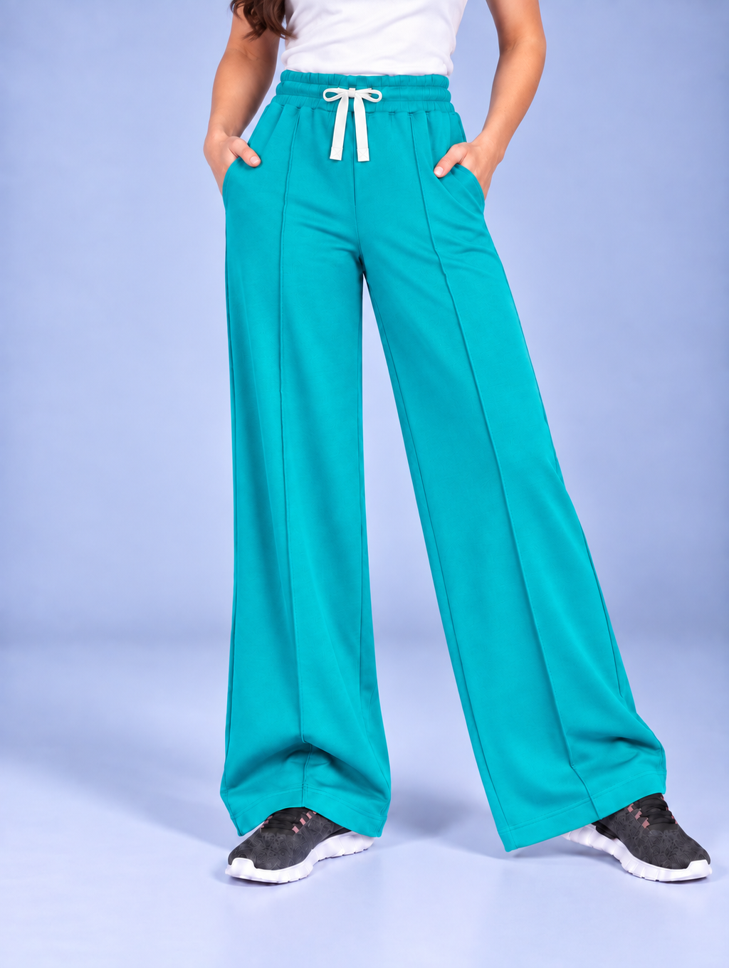 WOMEN TURQUOISE TERRY PANTS