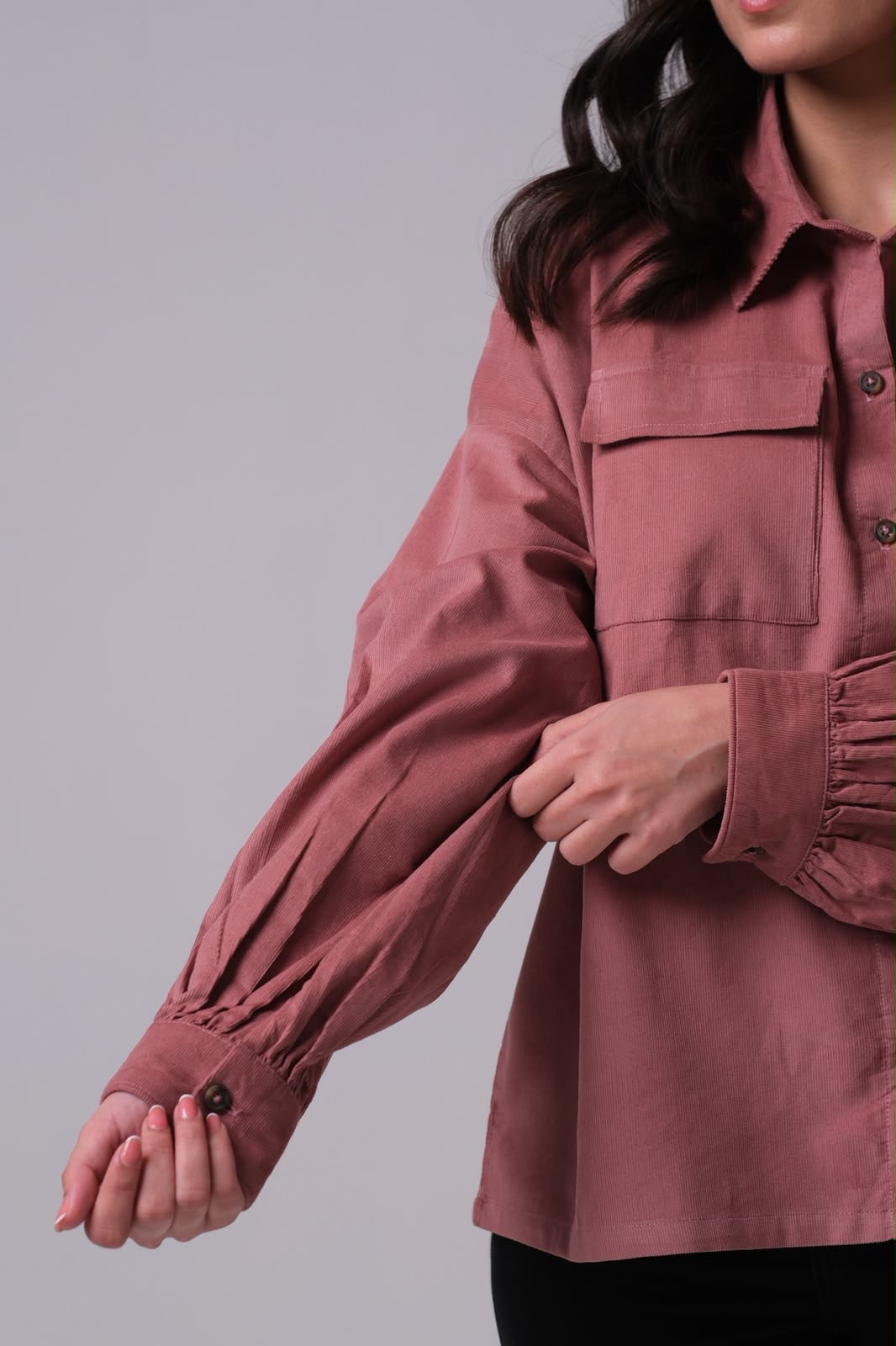 PINK CORDUROY SHIRT WOMEN