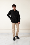 BLACK CORDUROY SHIRT MEN