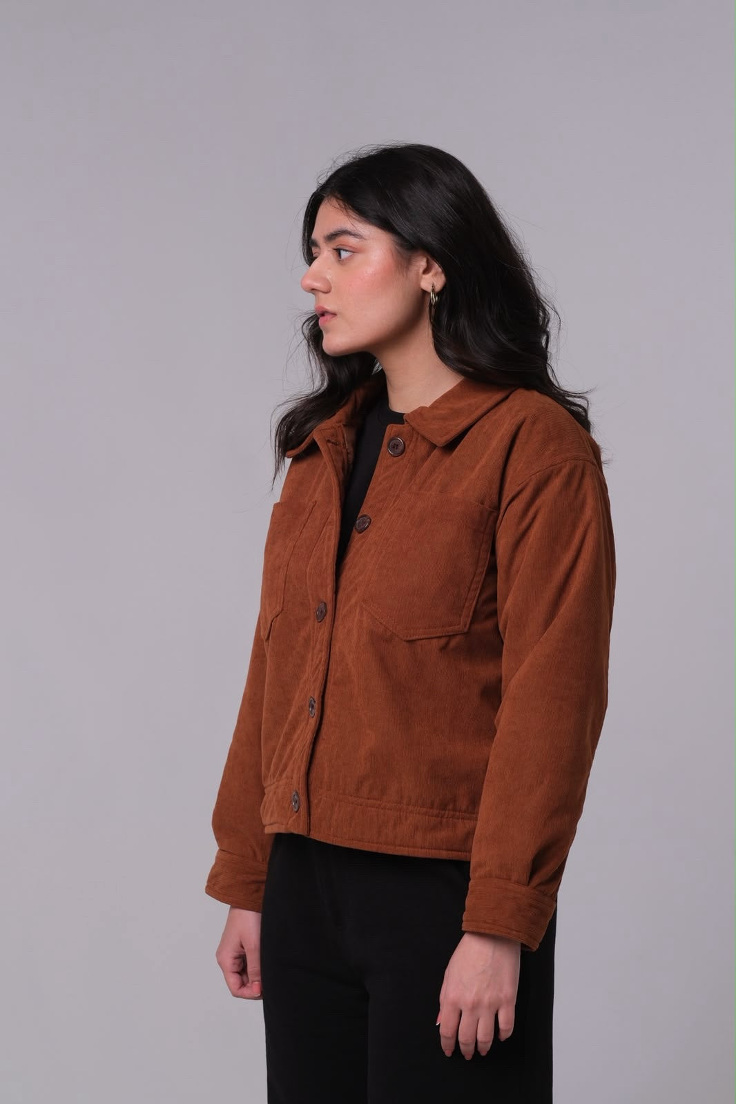 BROWN WOMEN CORDUROY JACKET