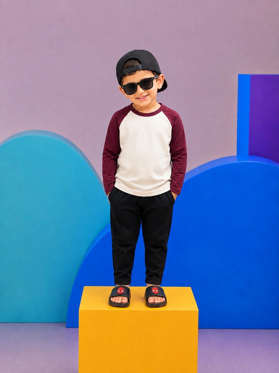 JUNIOR - MAROON OFF-WHITE RAGLAN