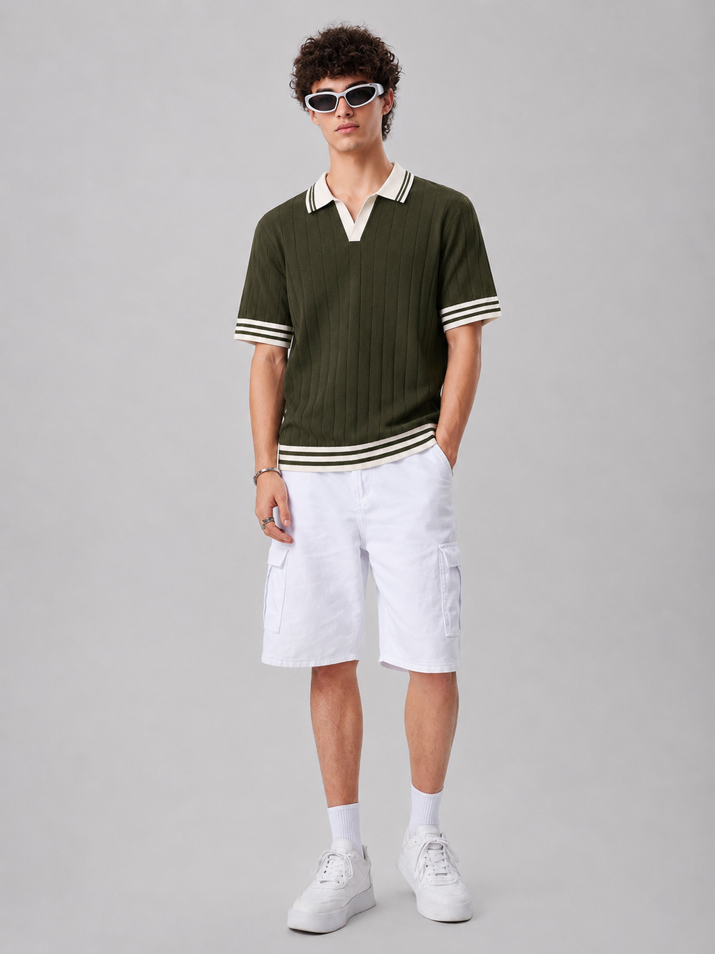OLIVE DROP NEEDLE KNIT POLO