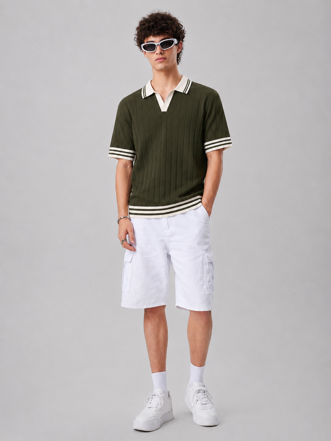 OLIVE DROP NEEDLE KNIT POLO