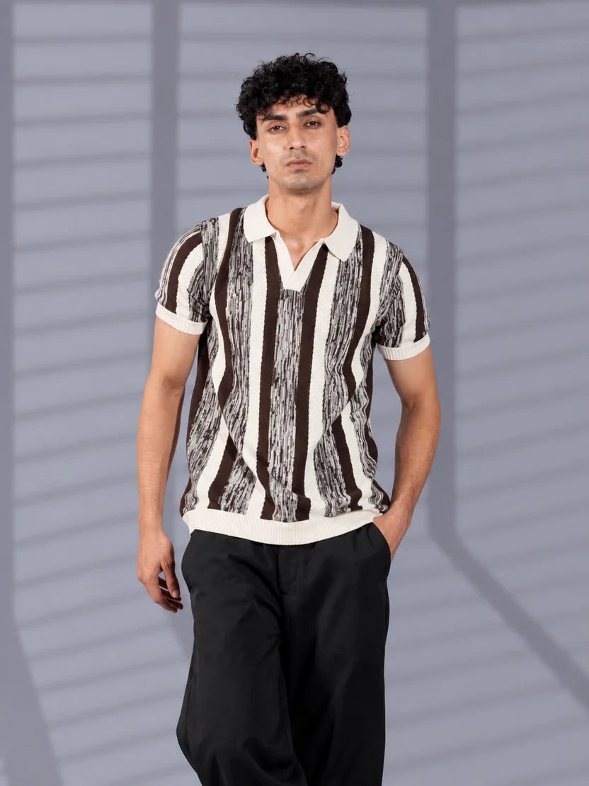 BROWN MELANGÉ KNIT POLO
