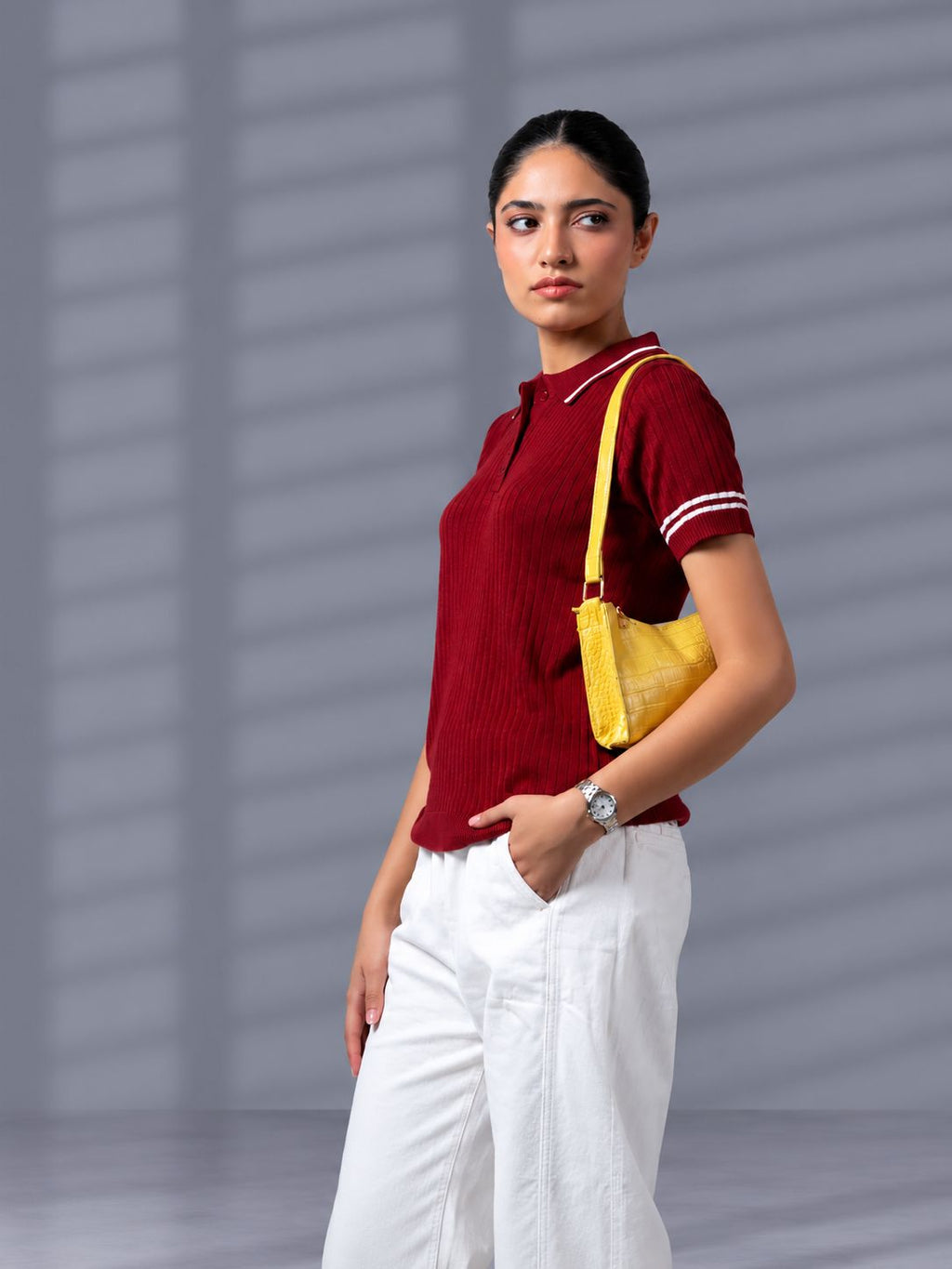 MAROON DROP NEEDLE POLO