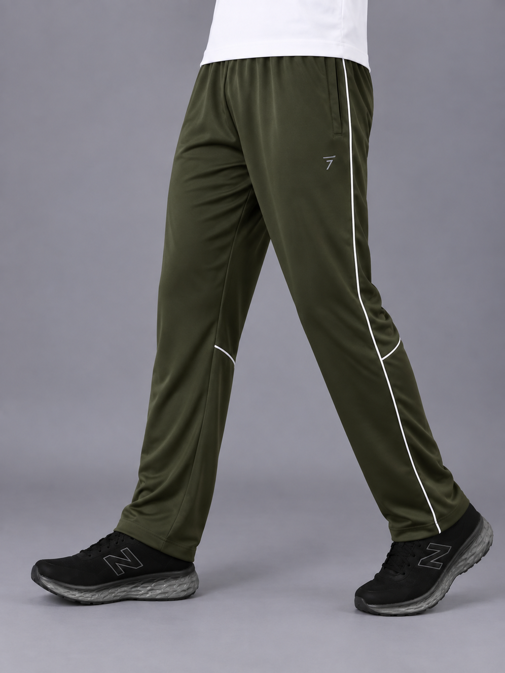 OLIVE KNEE PIPING MICRO RELAX FIT BOTTOM