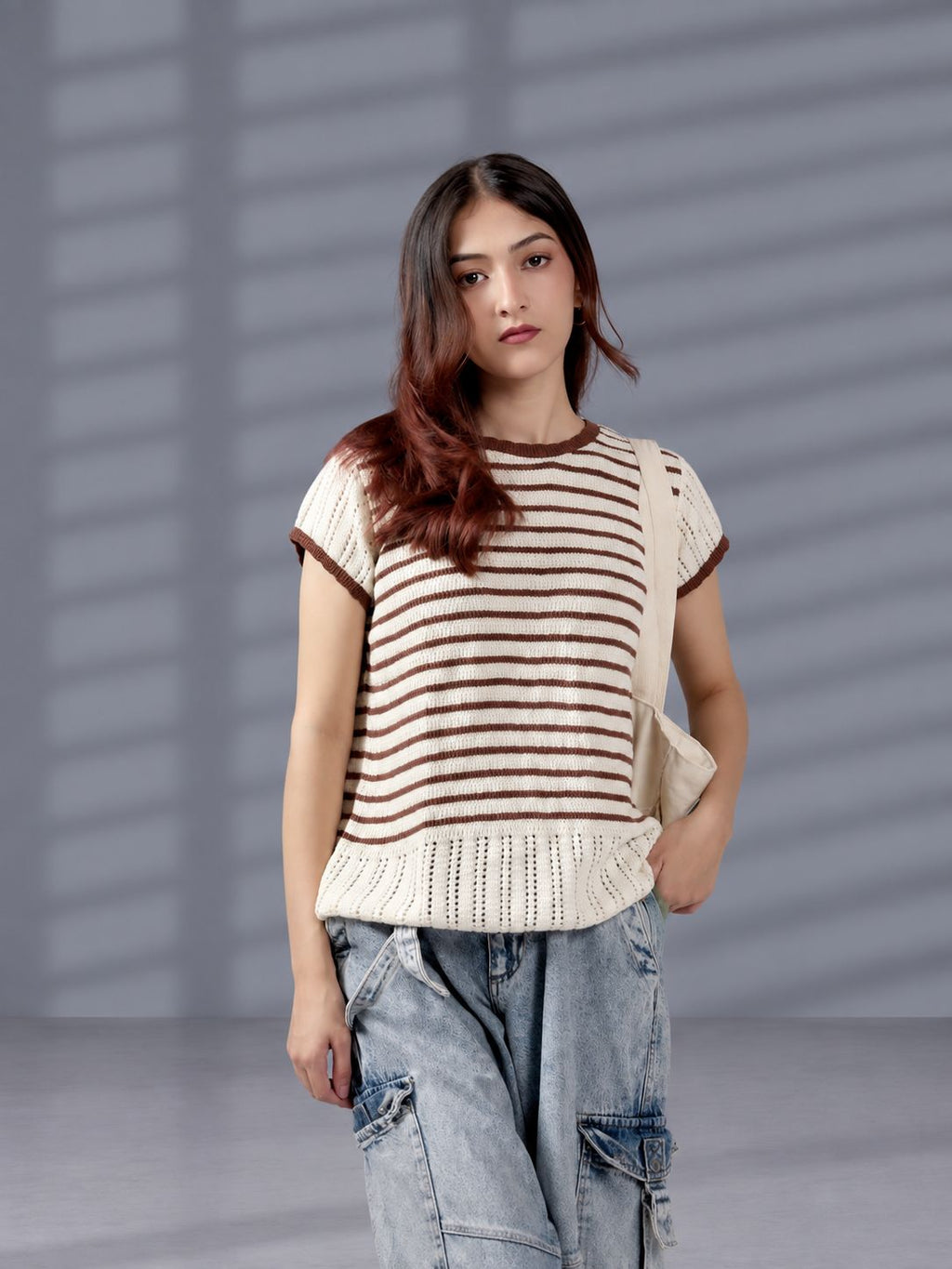 BROWN CROCHETED JUMPER