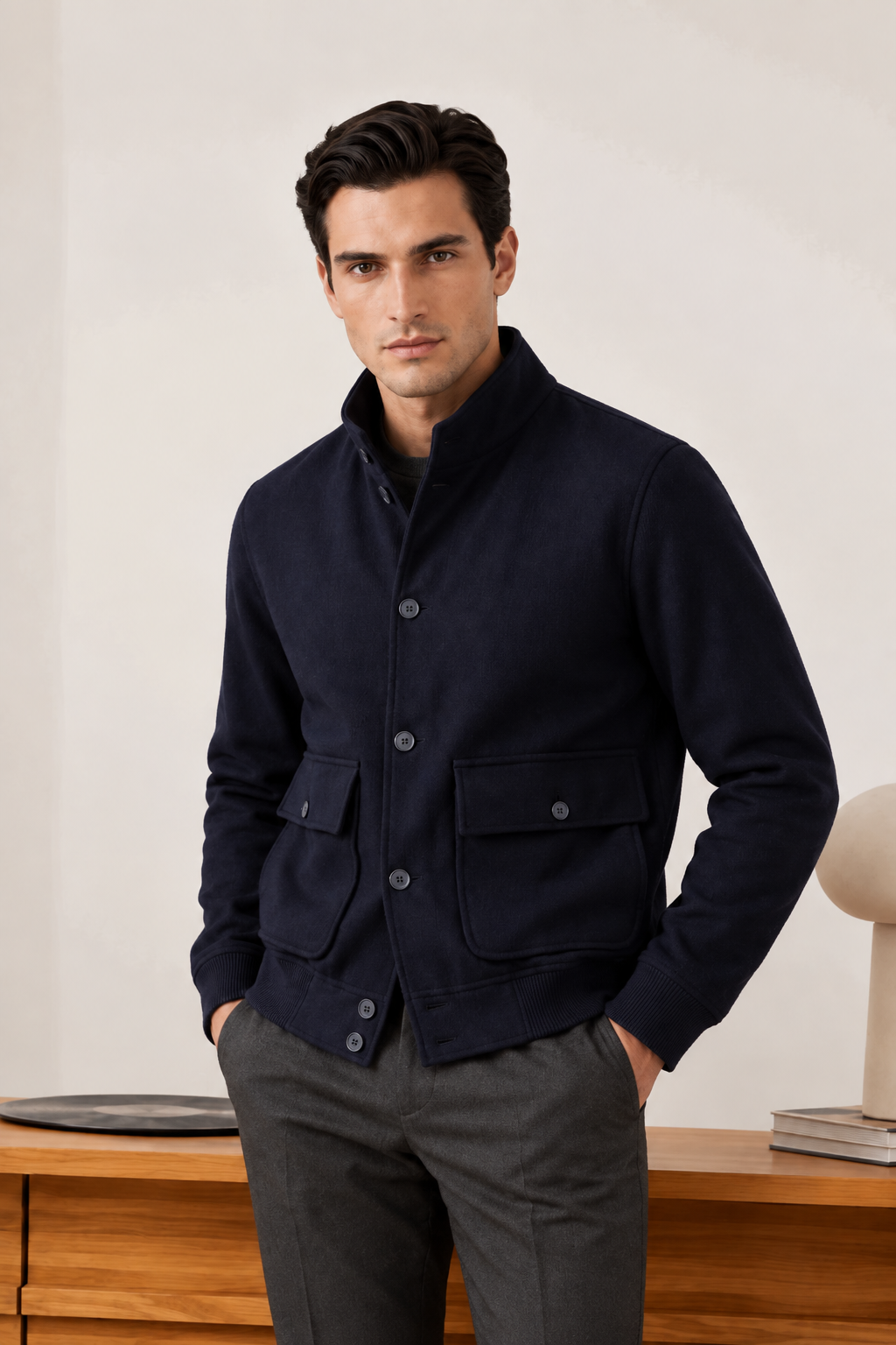 NAVY WOOL JACKET
