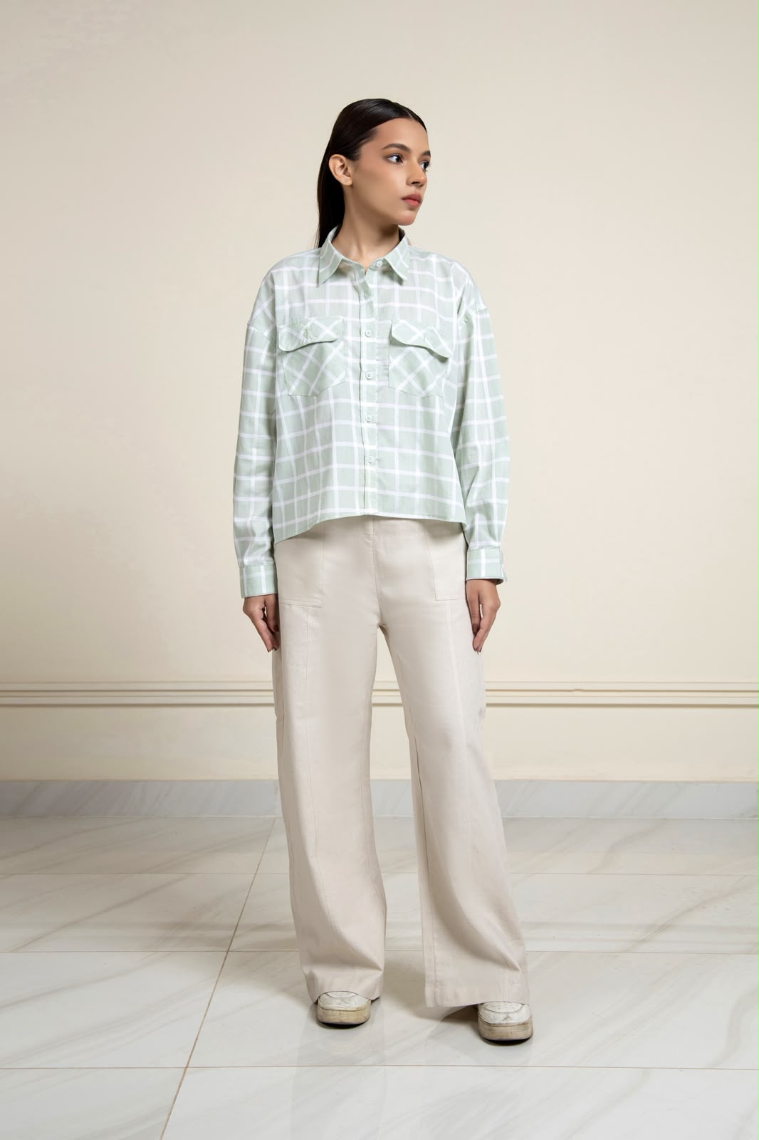 SAGE BOXY COTTON SHIRT
