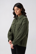 OLIVE CORDUROY SHIRT WOMEN