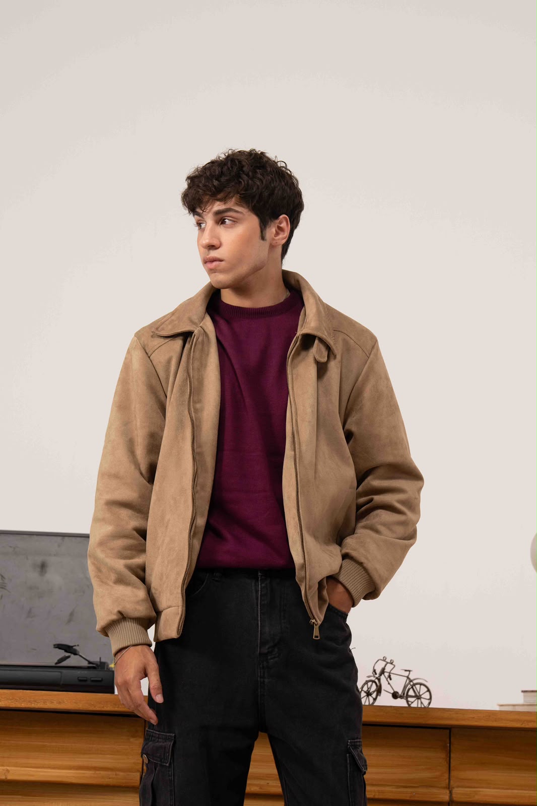 CLASSIC BEIGE SUEDE JACKET
