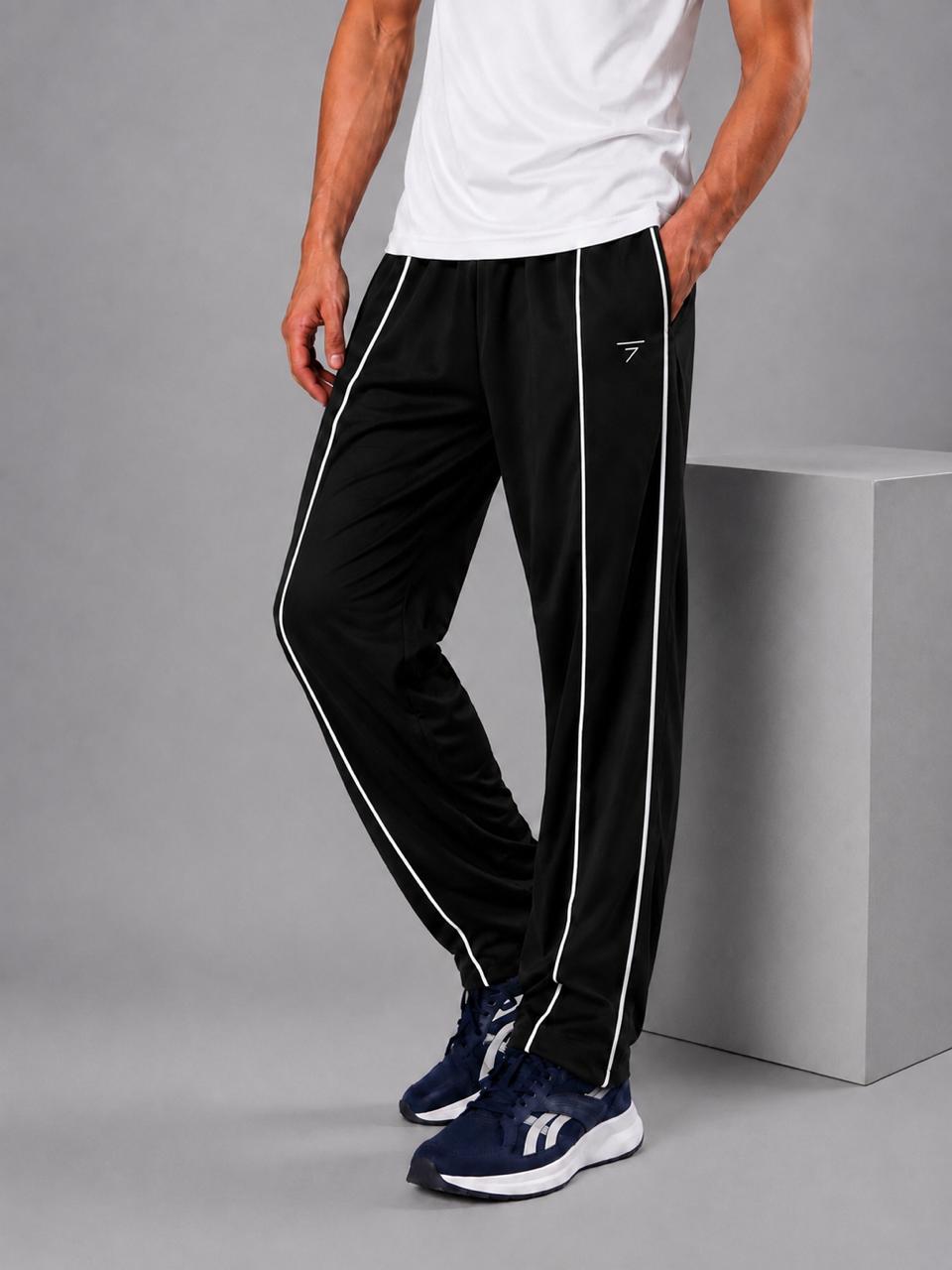BLACK PIPING MICRO RELAX FIT BOTTOM