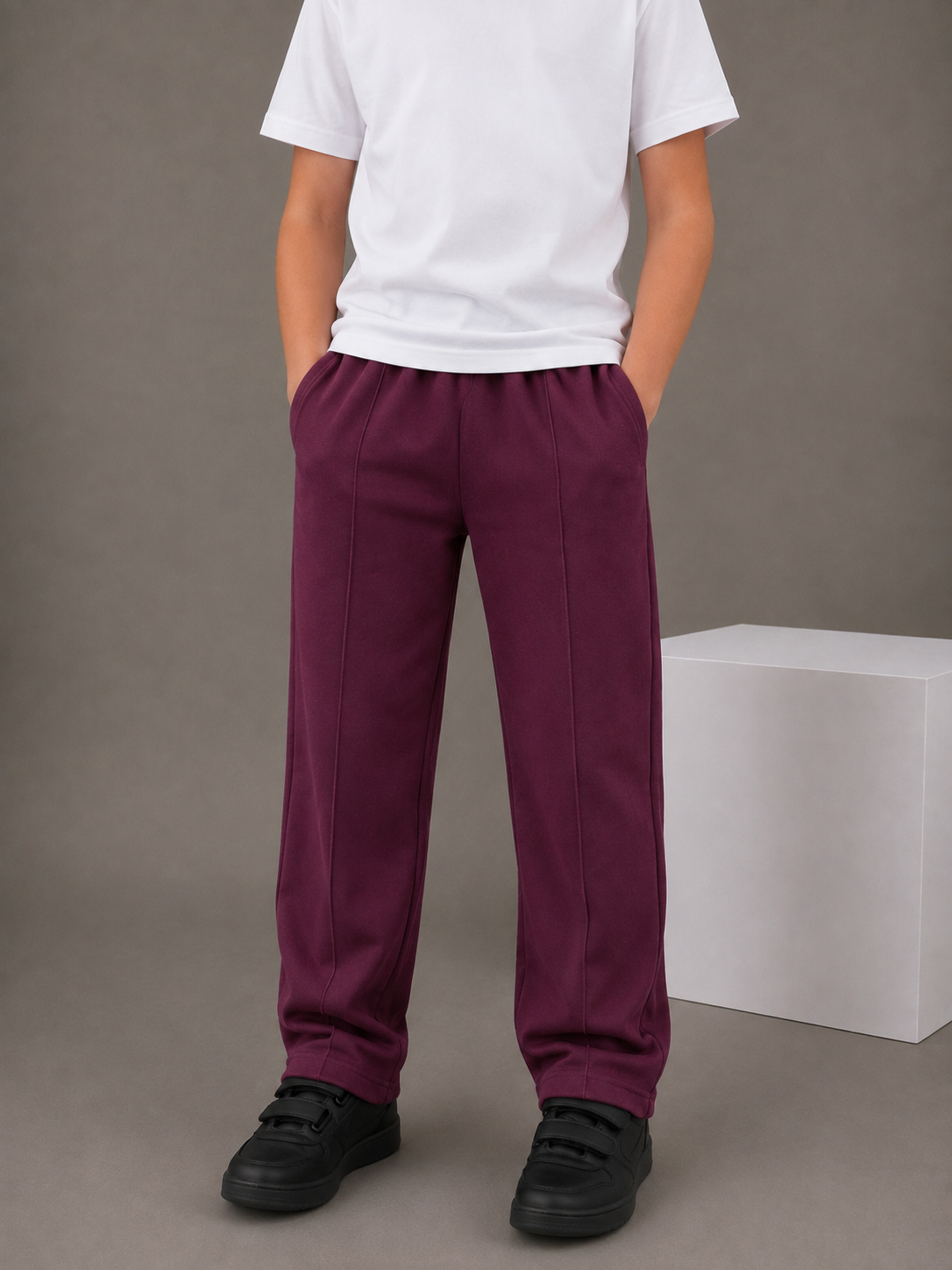 BURGUNDY PIPING SUMMER TROUSER