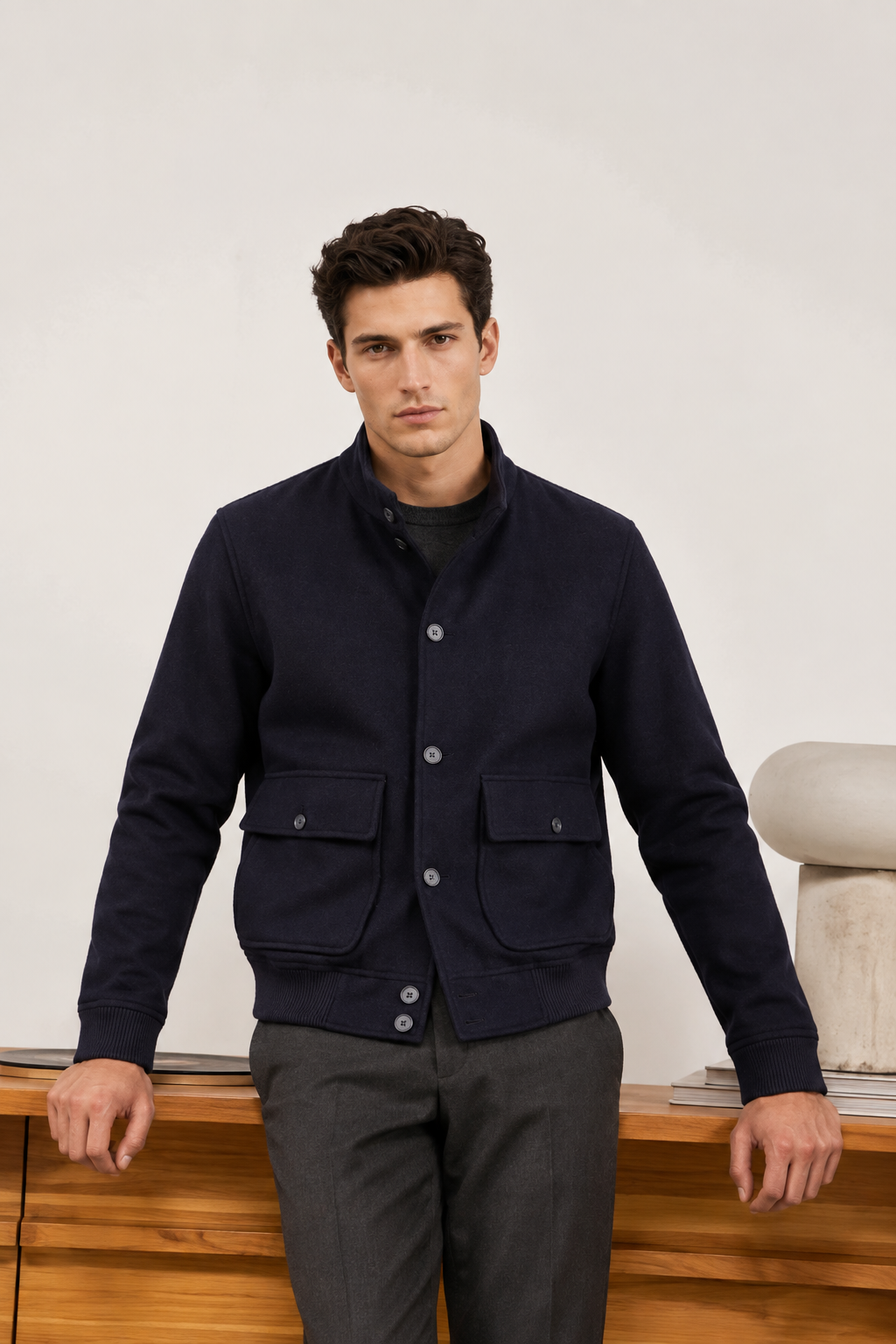 NAVY WOOL JACKET