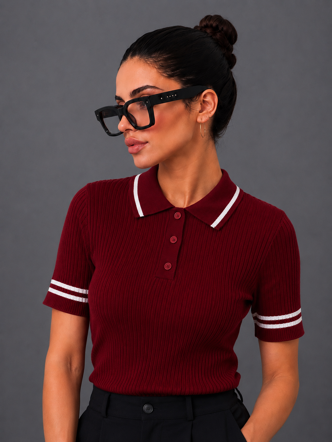MAROON DROP NEEDLE POLO