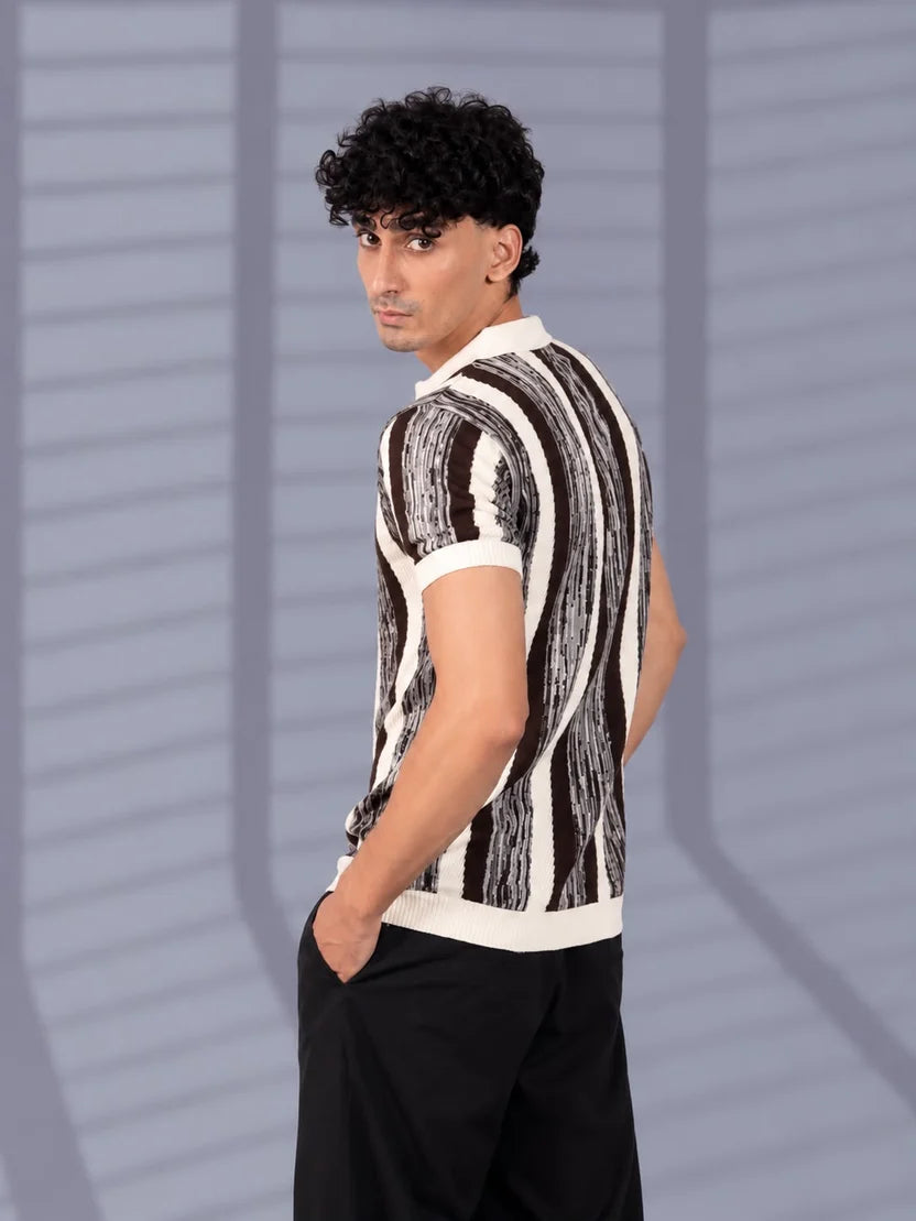 BROWN MELANGÉ KNIT POLO