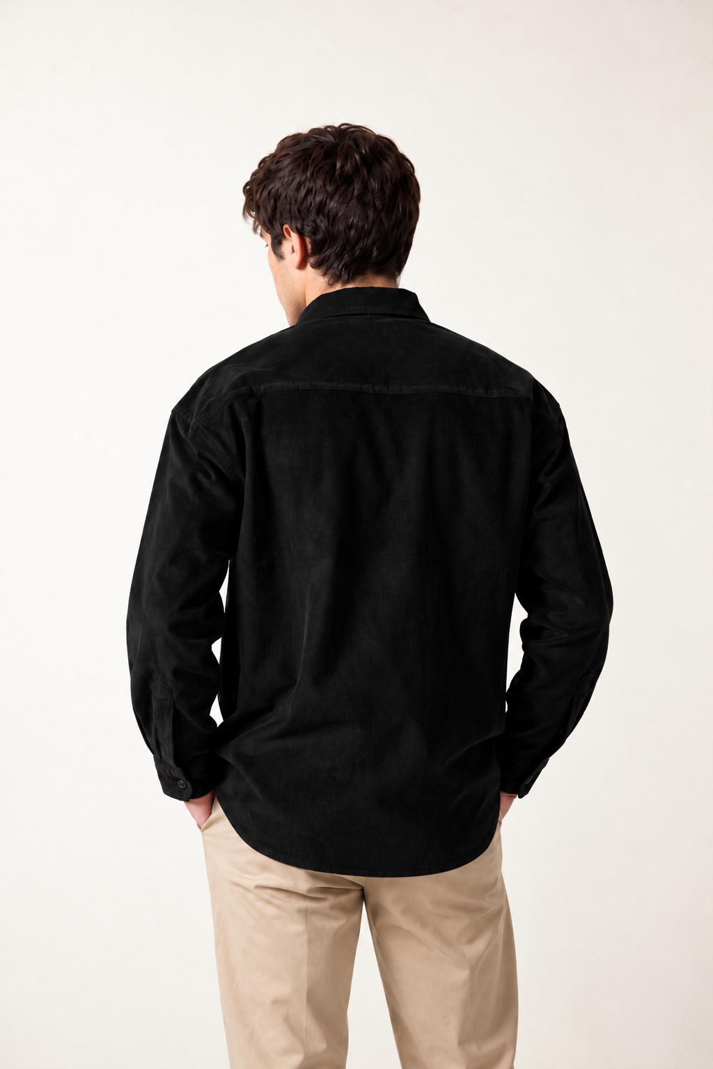 BLACK CORDUROY SHIRT MEN