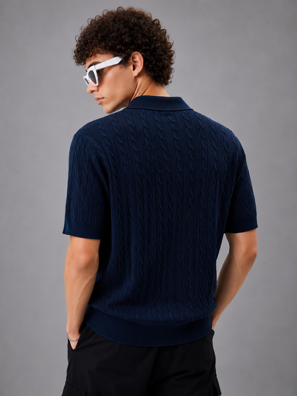 NAVI HERITAGE CABLE KNIT POLO