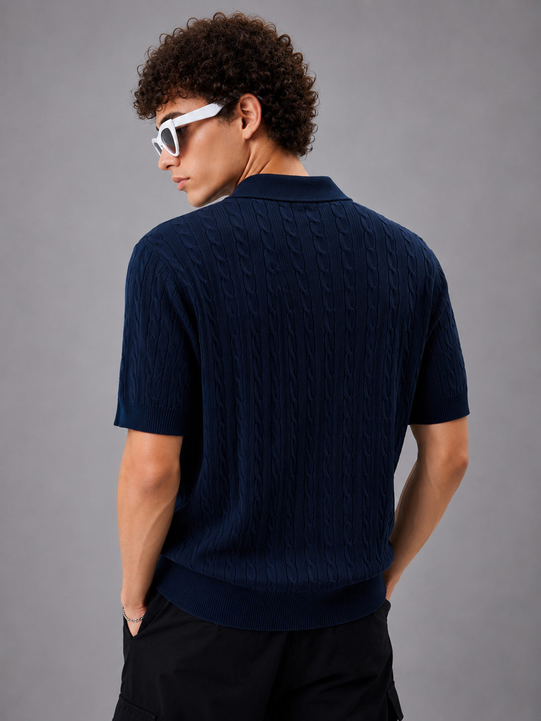 NAVI HERITAGE CABLE KNIT POLO