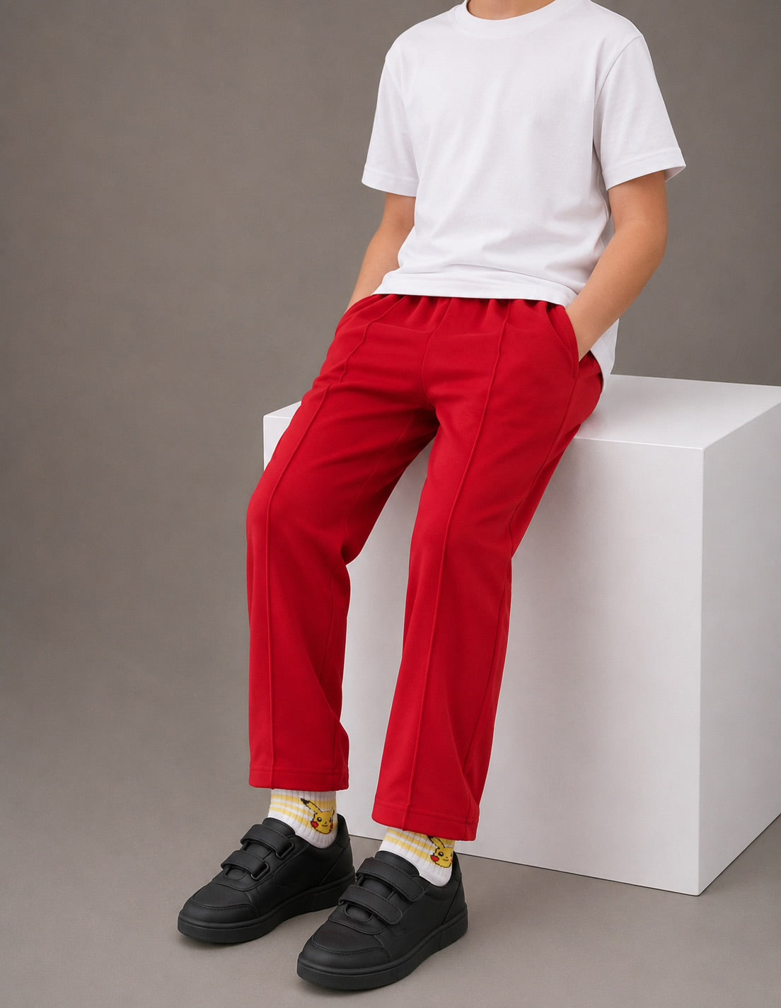 RED PIPING SUMMER TROUSER